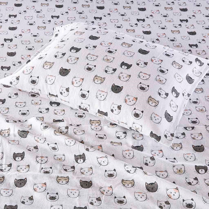 Intelligent Design Cozy Soft Cotton Flannel Printed Sheet Set Twin 1 Flat Sheet:66”W x 96""L 1 Fitted Sheet:39""W x 75""L + 12""D 1 Standard Pillowcase:20""W x 30""L
