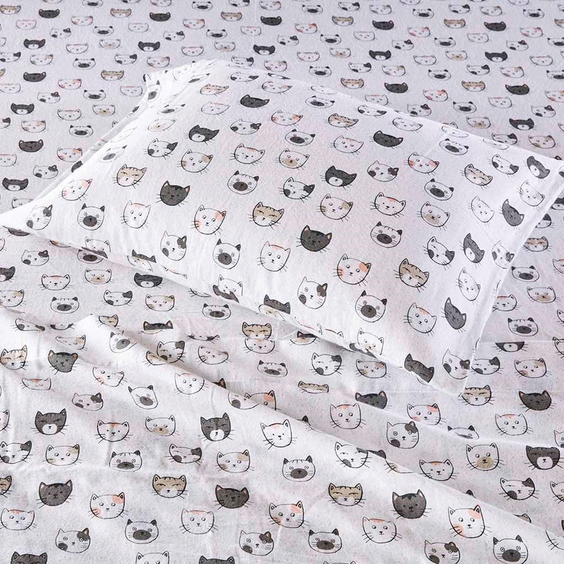 Intelligent Design Cozy Soft Cotton Flannel Printed Sheet Set Queen 1 Flat Sheet:90”W x 102“L 1 Fitted Sheet:60”W x 80“L + 14""D 2 Standard Pillowcases:20""W x 30""L