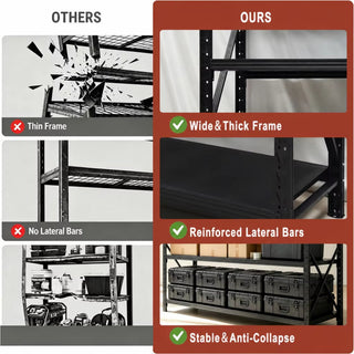 4-Tier Heavy Duty Storage Shelving Unit with 6000 LBS Capacity - Metal