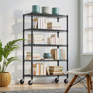 5-Shelf Heavy Duty Metal Storage Shelving Unit with Adjustable Shelves - Carbon Steel