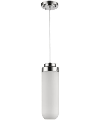 6"W Solar 1-Light Polished Nickel Pendant With Frosted Glass Shade