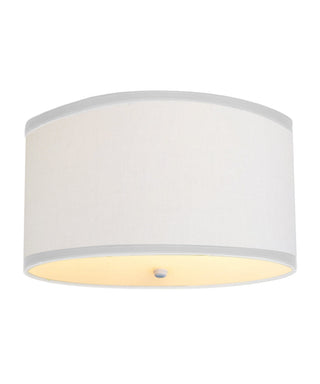 Moderne Flush Mount Conversion Kit 18"w White Linen Shallow Drum Lampshade