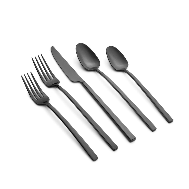 Cambridge Silversmiths Black Satin Damaris 20-Piece Flatware Set, Service for 4, 0