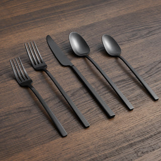 Cambridge Silversmiths Black Satin Damaris 20-Piece Flatware Set, Service for 4, 0