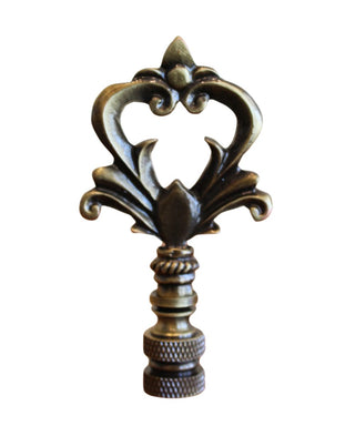Neo-Classical Church Key Lamp Finial Antique Brass, 3.1"h