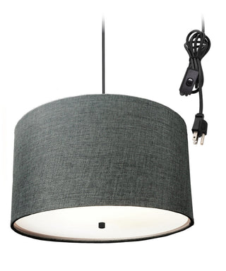 18"W 2 Light Swag Plug-In Pendant Granite Gray with Diffuser Black Cord