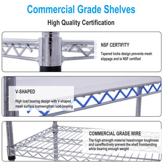 6 Tier Heavy Duty Metal Shelf Wire Shelving Unit