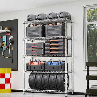 5-Tier Utility Steel Storage Shelving Unit with 1750 LBS Capacity - Carbon Steel