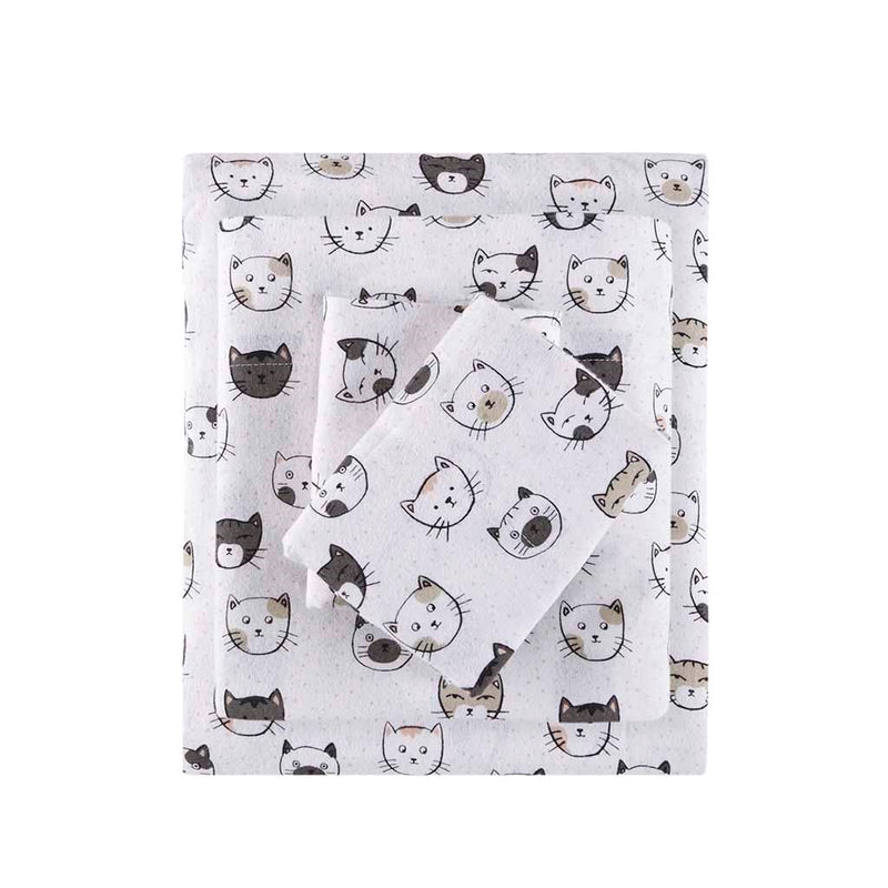 Intelligent Design Cozy Soft Cotton Flannel Printed Sheet Set Full 1 Flat Sheet:81“W x 96""L 1 Fitted Sheet:54”W x 75""L + 12“D 2 Standard Pillowcases:20”W x 30“L