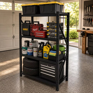 Metal Storage Shelving Unit, 4-Tier 6000LBS Adjustable Garage Shelving Rack, 47.24" W x 19.69" D x 71.65" H, Steel Storage Shelf Organizer for Garage, Workshop, Basement, Pantry