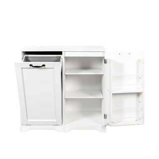 Laundry Cabinet with Tilt-Out Hamper and Adjustable Shelf - White