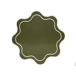 HAVEN GREEN WAVY EDGE FAUX LEATHER PLACEMAT (Set Of 4)