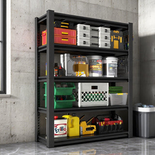 Industrial 5-Tier Adjustable Shelving Unit with Pegboard