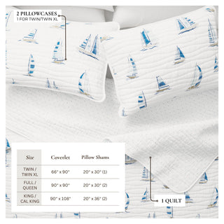 Coastal Blue Sailboat Quilt Set - Marzano Collection