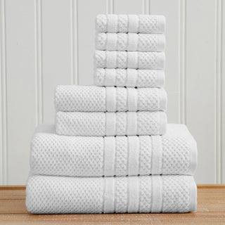 FRESHFOLDS 100% Cotton Checkered Jacquard Bath Towel Set - Giuliana Collection