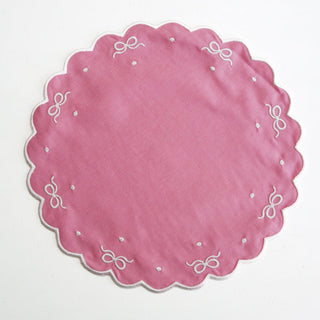 RIBBIA PINK ROUND FABRIC PLACEMAT & NAPKIN SET (Set Of 4)