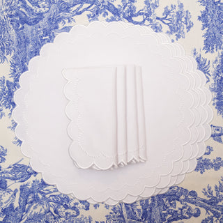 LILY WHITE ROUND FABRIC PLACEMAT & NAPKIN SET (Set Of 4)