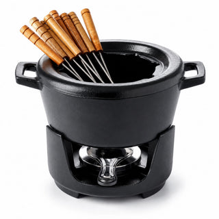 Alva Nori Enameled Cast Iron Fondue Set, 8-Piece, 2-Qt