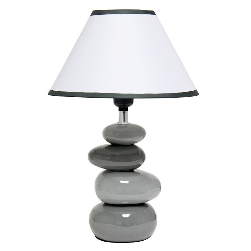 Creekwood Home Priva 14.7" Contemporary Ceramic Stacking Stones Table Desk Lamp for Home Décor, Bedroom, Living Room, Dining Room, Entryway, Office, Gray