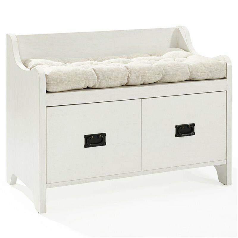 Crosley Furniture Fremont Entryway Bench with Storage, Distressed White