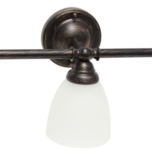 Lalia Home Essentix Traditional Three Light Metal and Translucent Glass Shade Vanity Uplight Downlight Wall Mounted Fixture for Bathroom, Entryway, Hallway
