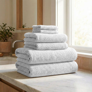 FRESHFOLDS Turkish Cotton Ribbed 6-Piece Bath Towel Set - Georgiana Collection