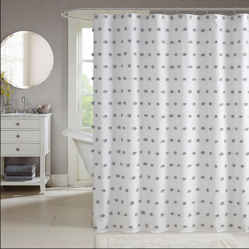 Home Outfitters Grey  Clip Shower Curtain 72"W x 72"L, Shower Curtain for Bathrooms, Casual