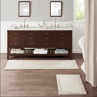 Madison Park Signature Taupe 100% Cotton Tufted Reversible Bath Rug 21x34", Absorbent Bathroom Floor Mat, Transitional