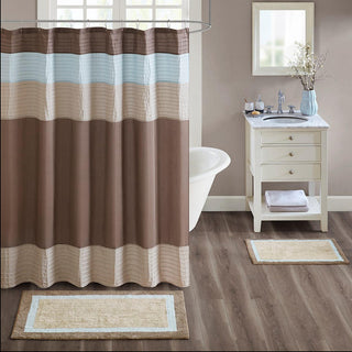 Madison Park Blue 100% Cotton Bath Rug 20x30", Absorbent Bathroom Floor Mat, Transitional
