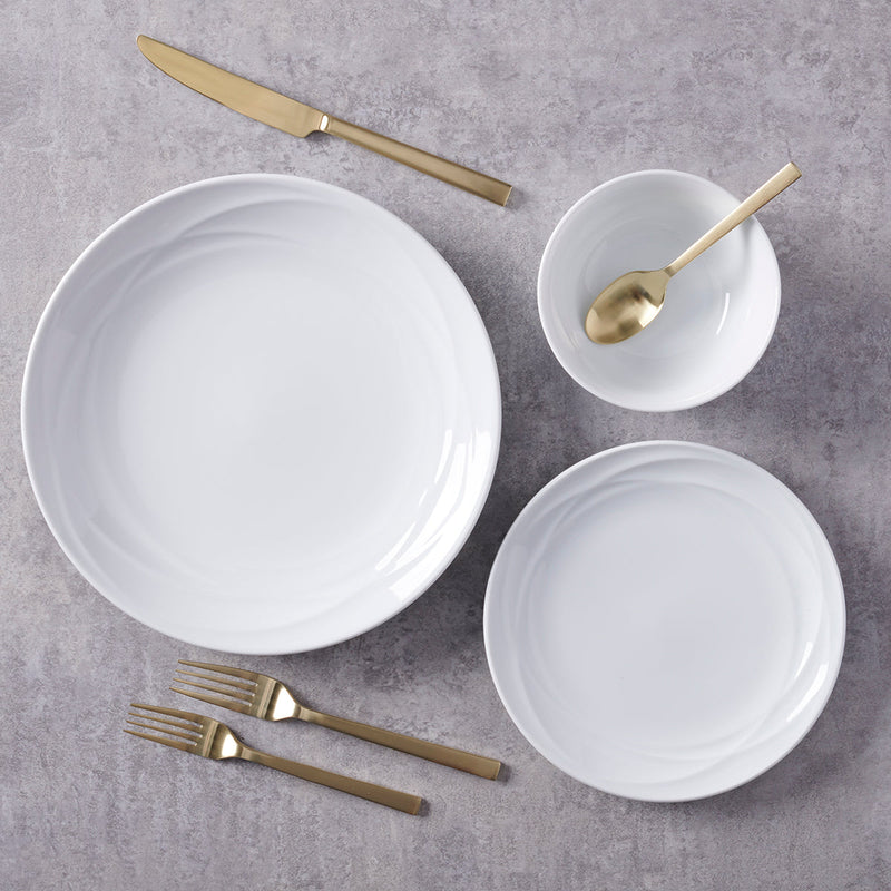 Oneida Lunette 12 Piece White Dinnerware Set, Service for 4