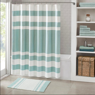 Madison Park Aqua 100% Cotton Reversible Bath Rug 24x72", Absorbent Bathroom Floor Mat, Casual