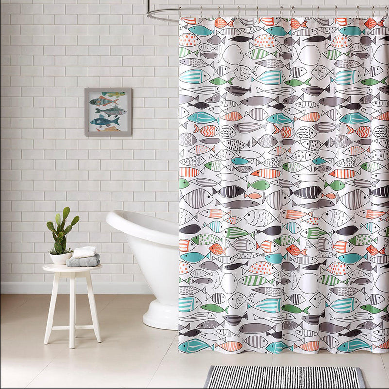 Home Outfitters Multi 100% Cotton Duck Shower Curtain 72x72", Shower Curtain for Bathrooms, Casual