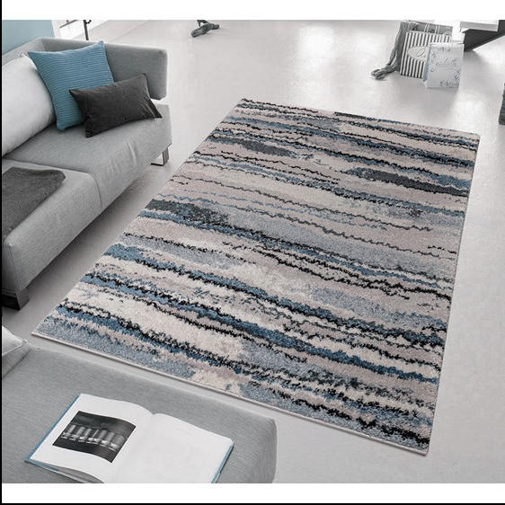 Home Outfitters Blue Watercolor Abstract Stripe Woven Area Rug 8x10&