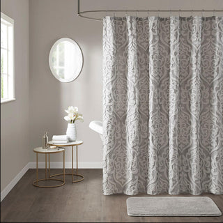 Madison Park Silver Jacquard Shower Curtain 72"W x 72"L