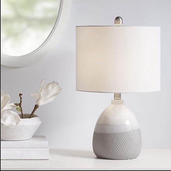 Home Outfitters Beige Table Lamp , Great for Bedroom, Living Room, Casual
