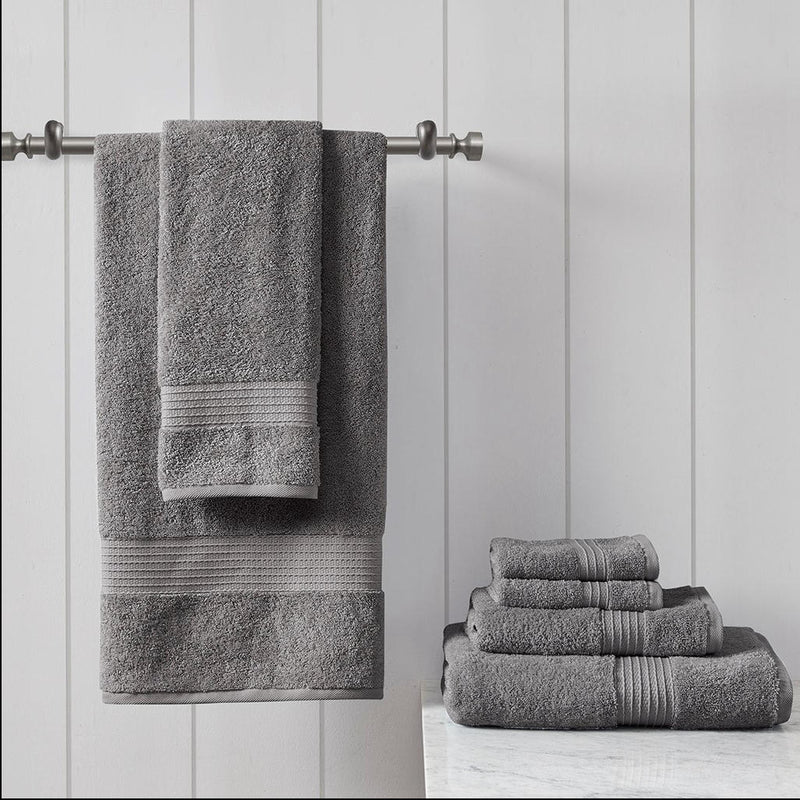 Home Outfitters Charcoal 100% Cotton 6 Piece Bath Towel Set , Absorbent, Bathroom Spa Towel, Modern/Contemporary