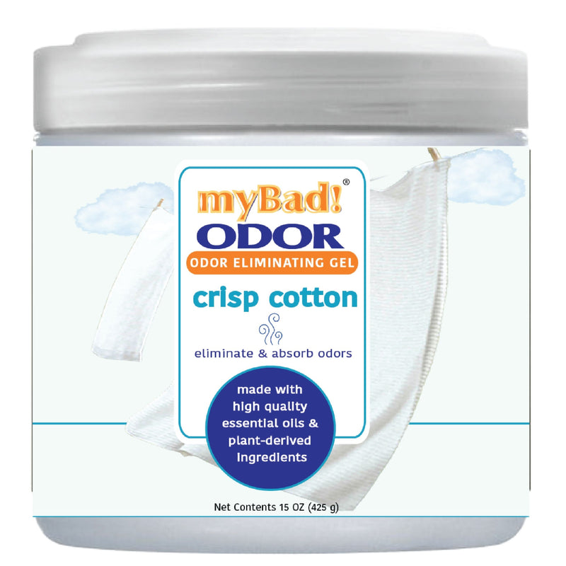 my Bad! Odor Eliminator Gel 15 oz - Crisp Cotton, Air Freshener - Eliminates Odors in Bathroom, Pet Area, Closets