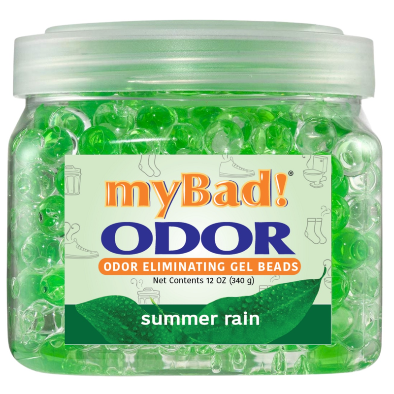 my Bad! Odor Eliminator Gel Beads 12 oz - Summer Rain, Air Freshener - Eliminates Odors in Bathroom, Pet Area, Closets