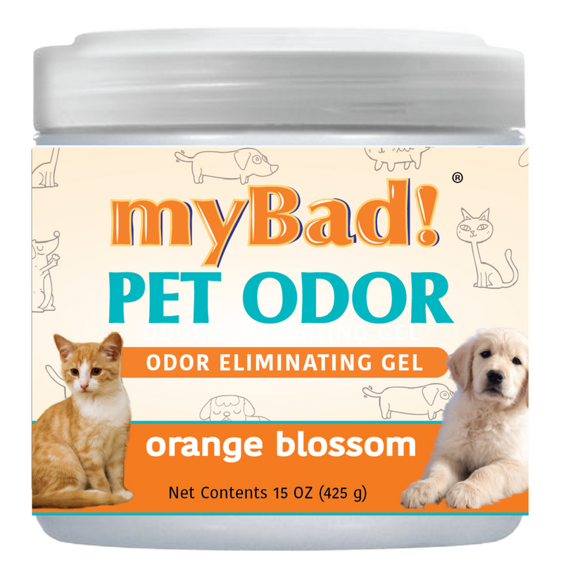 my Bad! Pet Odor Eliminator Gel 15 oz - Orange Blossom,  Air Freshener - Eliminates Odors in Pet Area, Bathroom, Closet, and more