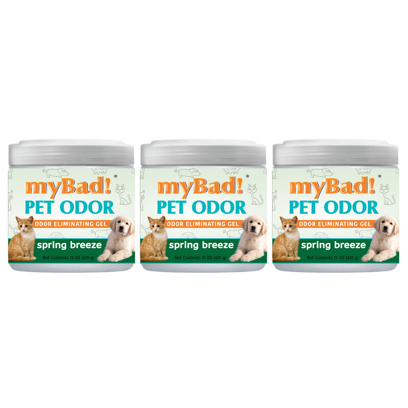 my Bad! Pet Odor Eliminator Gel 15 oz - Spring Breeze (3 PACK),  Air Freshener - Eliminates Odors in Pet Area, Bathroom, Closet, and more