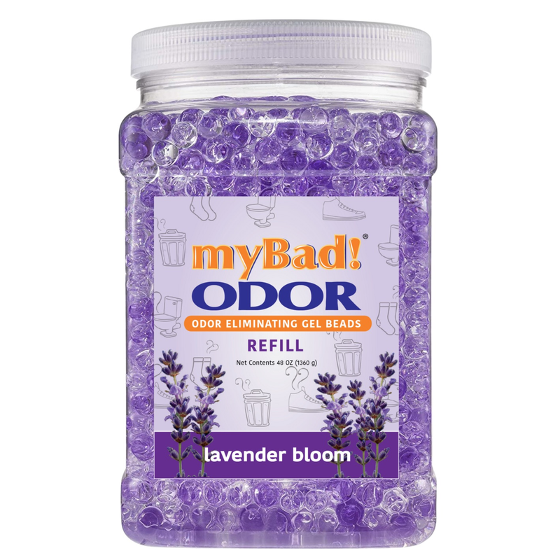 my Bad! Odor Eliminator Gel Beads 48 oz Refill - Lavender Bloom, Air Freshener - Eliminates Odors in Bathroom, Pet Area, Closets
