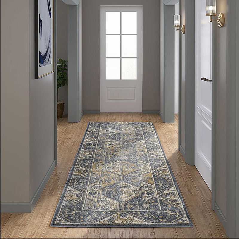 Home Outfitters Blue/Cream Vienna Tiled Border COLOR TBD Area Rug Runner:2&