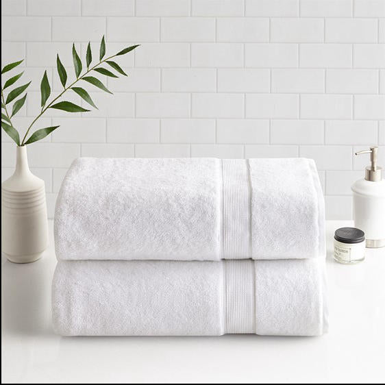 Home Outfitters White 100% Cotton Bath Sheet , Absorbent, Bathroom Spa Towel, Transitional