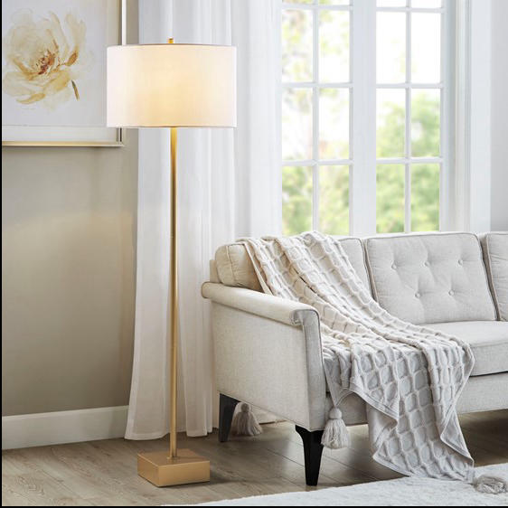 Home Outfitters Gold Iron Floor Lamp , Great for Bedroom, Living Room, Modern/Contemporary