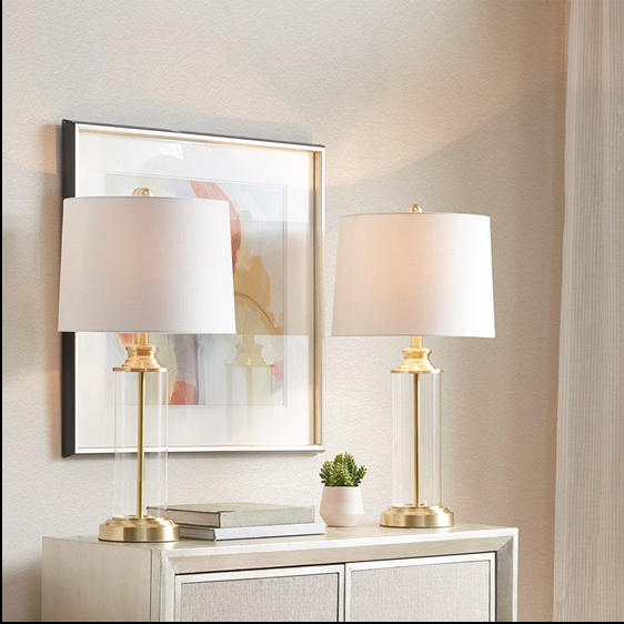 Home Outfitters Gold Table Lamp - 2Pc Set , Great for Bedroom, Living Room, Transitional