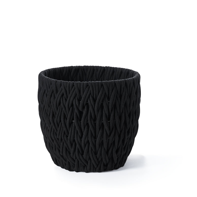 Home Outfitters S/2 Vertical V-Weave Rope Round Baskets, Black