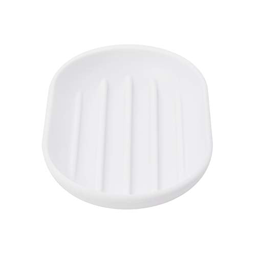 Umbra Touch Dish for Bathroom-Contemporary, Practical Molded Oval Soap Bar Holder for Bath Sink-Nicely Fits Into Amenity Tray-Easy to Clean, Highly Durable, 13 x 9 x 2 cm, White