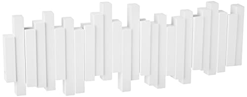 Umbra 318211-660 Sticks Multi Rack – Modern, Unique, Space-Saving Hanger with 5 Flip-Down Hooks for Hanging Coats, Scarves, Purses and More, White