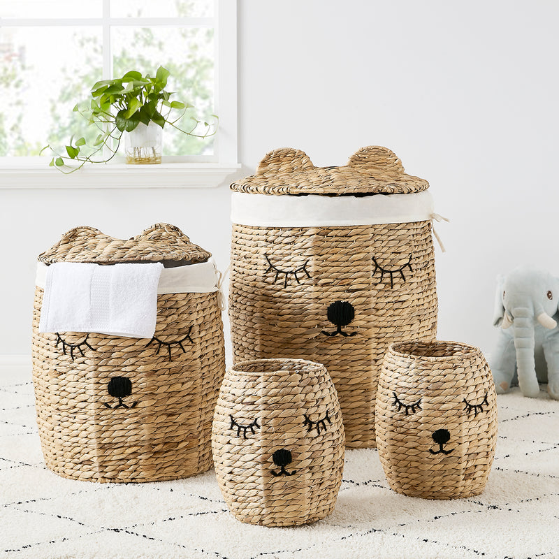 Home Outfitters S/4 Round Bear Hamper Set, Natural