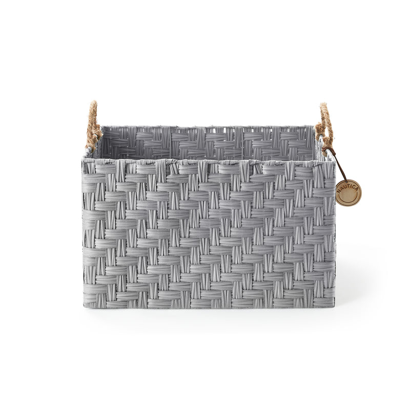 Home Outfitters  S/3 Rect Herringbone Weave W/ Rope Handles, Grey